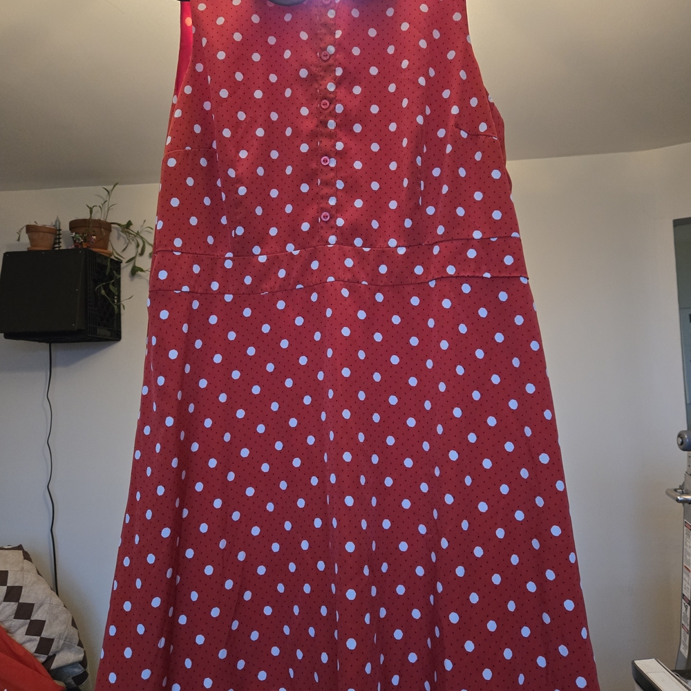 Moon Red Polka Dot Sleeveless Dress